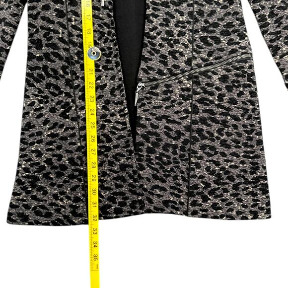 Eva Varro Leopard Print‎ Zipper Detailing Open Front Style Coat Medium - Picture 4 of 5